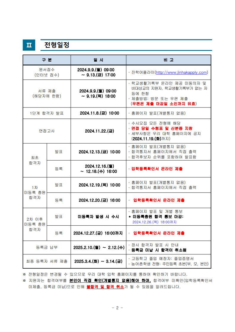 2025학년도 수시모집 모집요강